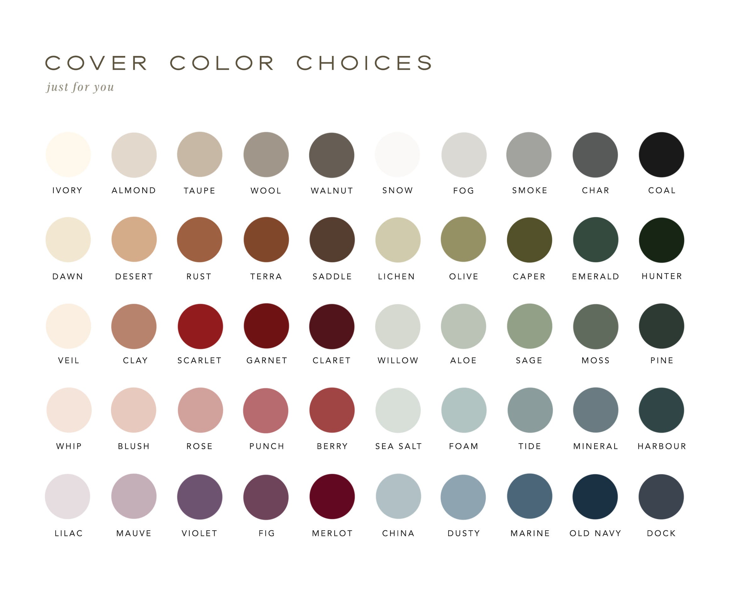 50 Officiant book cover color options.