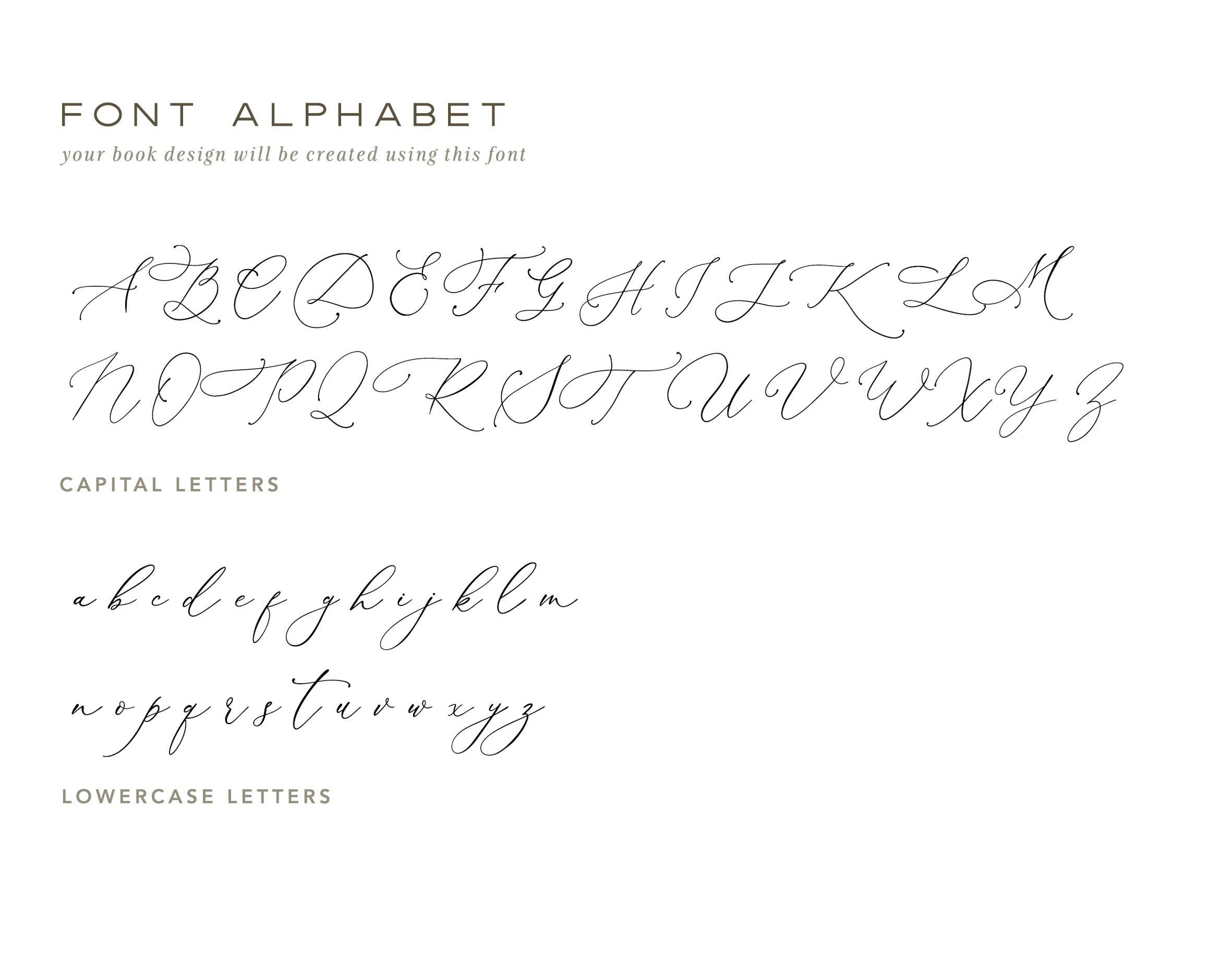 Wedding guest book font alphabet.